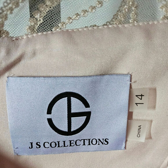 JS Collections Women's Rose Pink 3/4 Sleeve Sequin Midi Sheath Dress Size 14 NWT - Picture 9 of 9